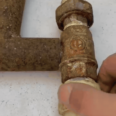 Rusted pipe repair drill demonstration