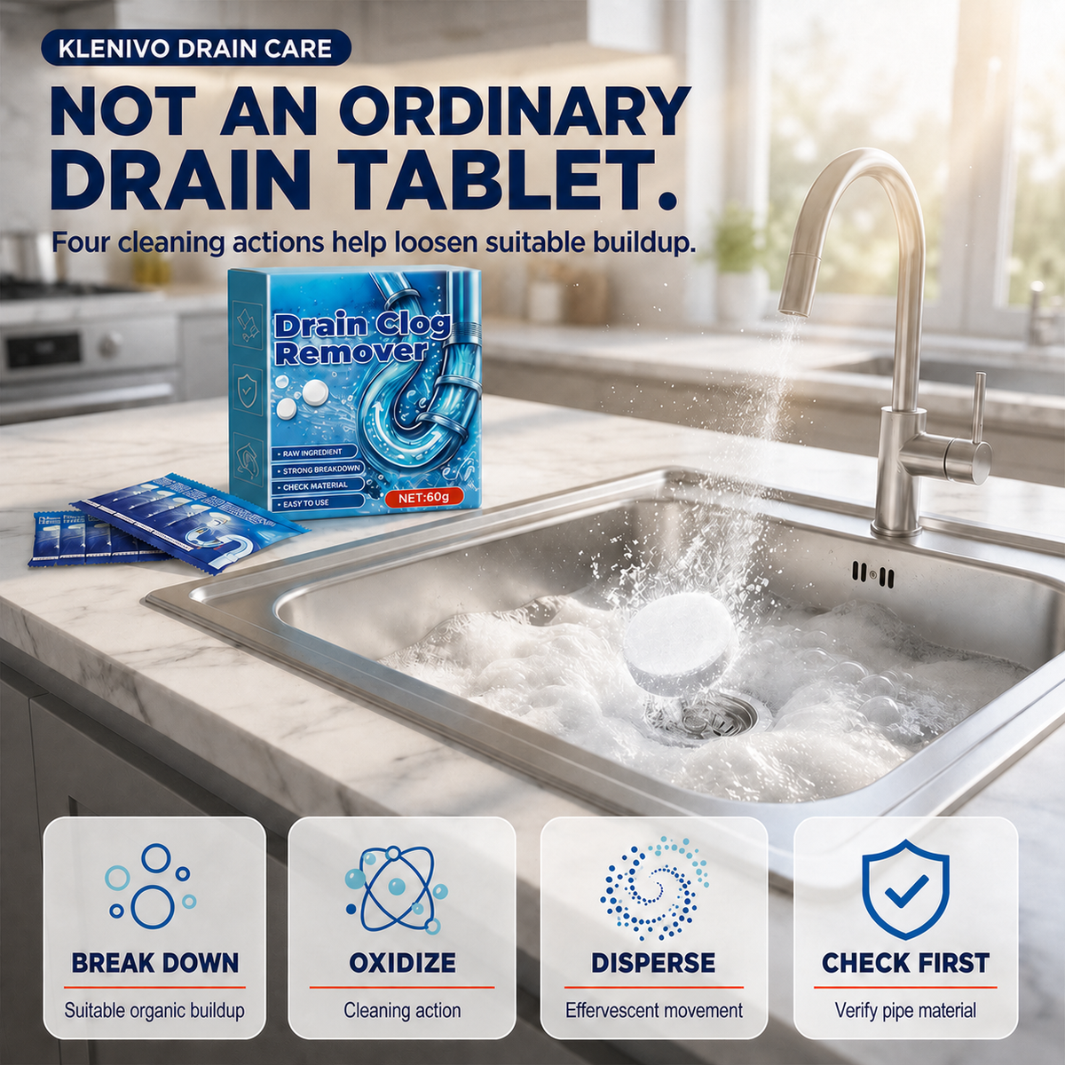 High-Strength Effervescent Drain Treatment Tablets